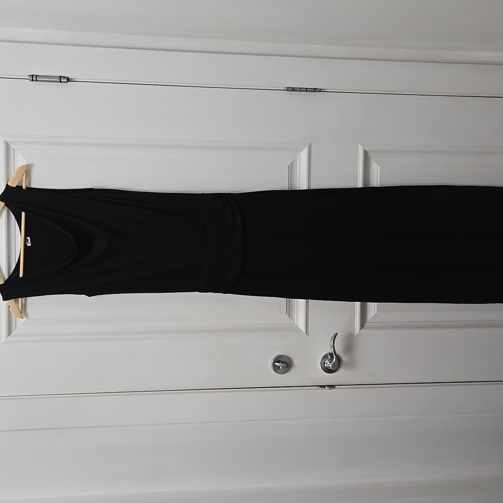 Tart Black Stretchy Long Dress With Waist And Back Details. P2p 15